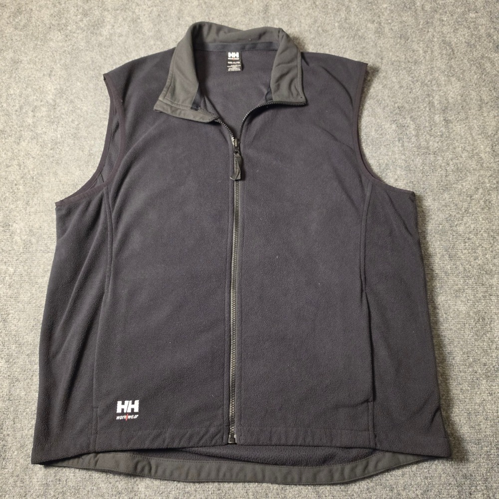 Helly Hansen Workwear Mens XL Black Full Zip Fleece Vest Outdoor Utility Layer